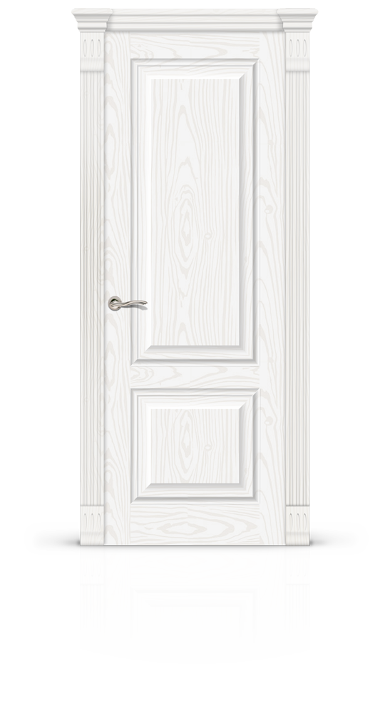 Межкомнатная дверь Малахит-1 остекленная белый ясень 22074