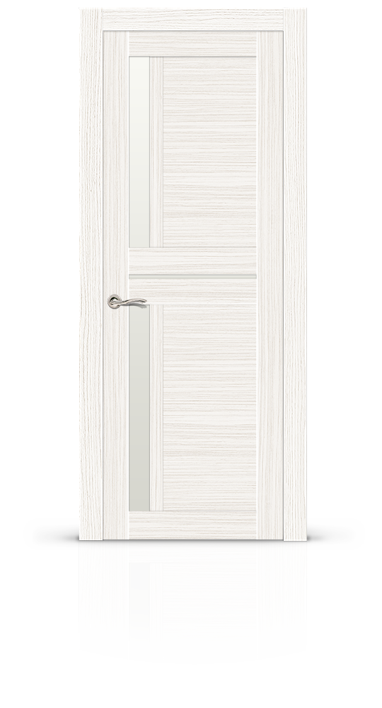 Межкомнатная дверь Баджио остекленная экошпон беленый дуб 8964