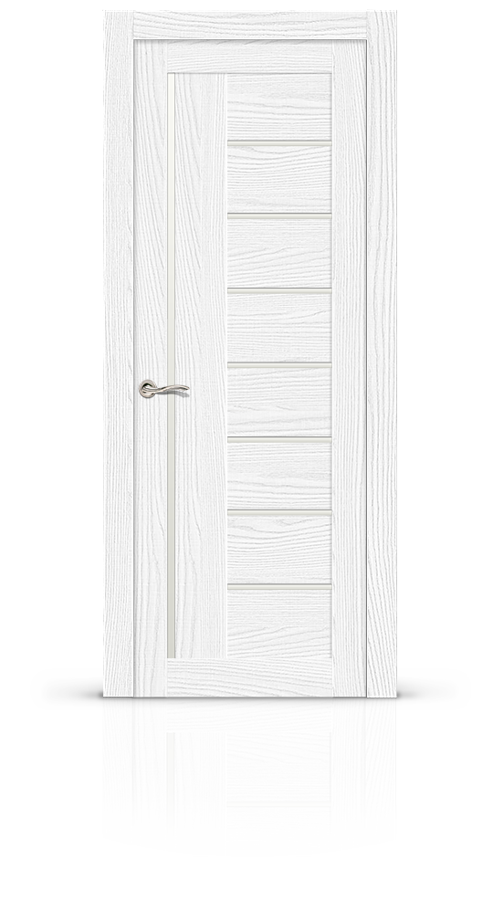 Межкомнатная дверь Верджинио остекленная экошпон ясень серебро 8833
